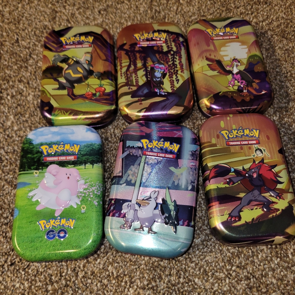 Pokemon Trading Card Tin Set-6 Tins, NO CARDS